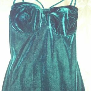 Fashion Nova Teal Velvet Caged Dress